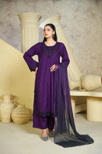 Bint e Libaas Royal Amethyst Daily Wear 3 Piece Kurta Set