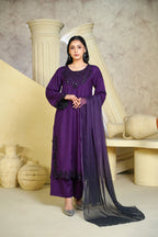 Bint e Libaas Royal Amethyst Daily Wear 3 Piece Kurta Set