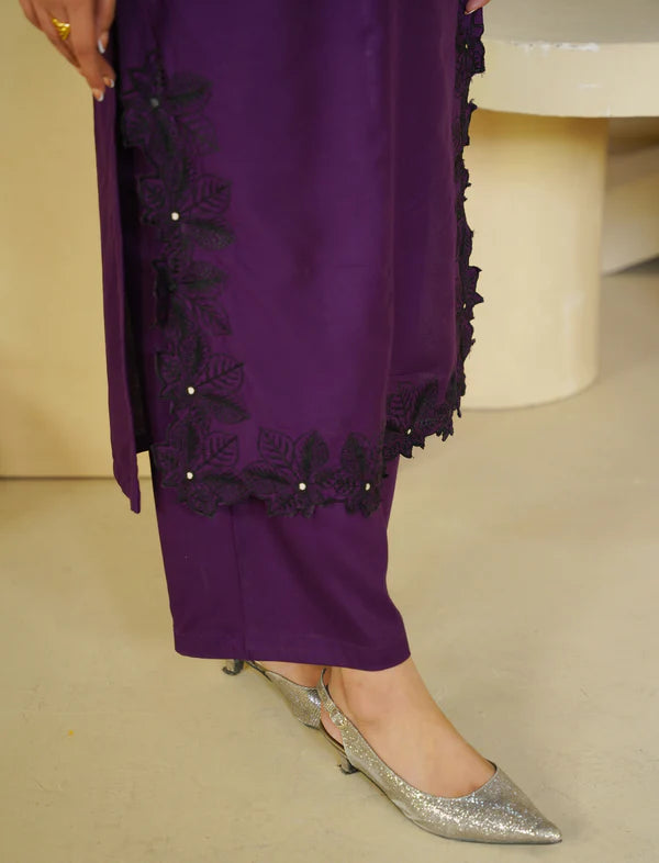 Bint e Libaas Royal Amethyst Daily Wear 3 Piece Kurta Set