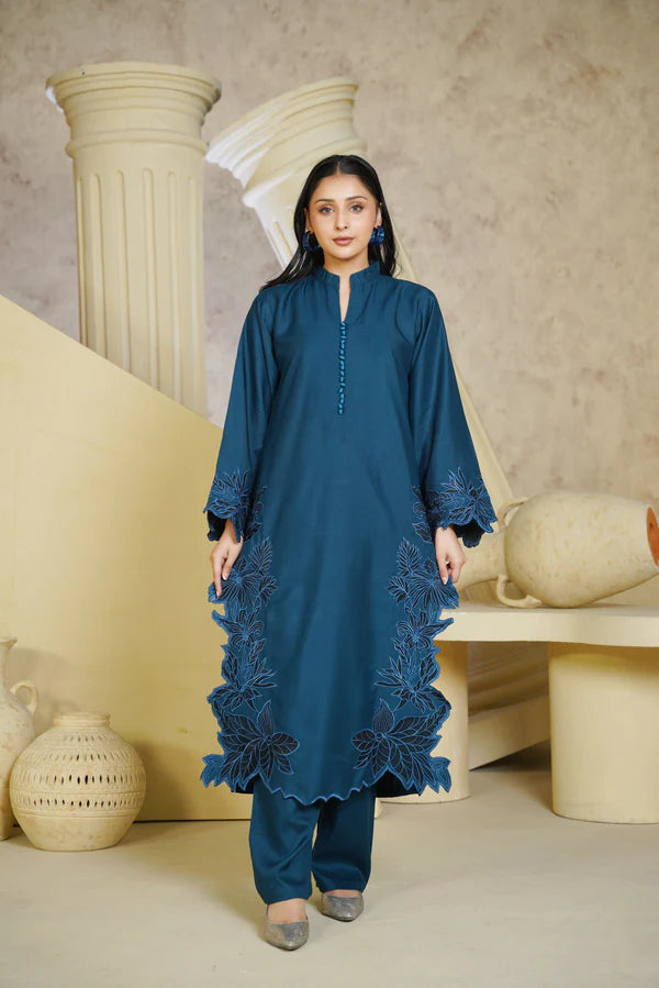 Bint e Libaas Straight Cut Linen Embroidered 3 Piece Suit