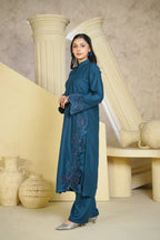 Bint e Libaas Straight Cut Linen Embroidered 3 Piece Suit