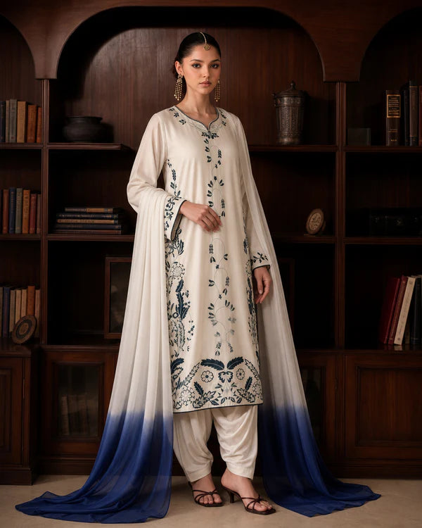 Bint e Libaas Luxury 3 Piece Linen Embroidered Suit